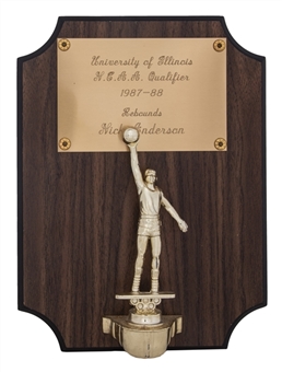 1987-88 Nick Anderson University of Illinois NCAA Qualifier and Rebounds Plaque